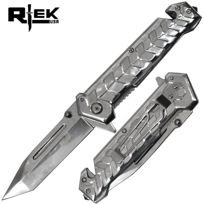 5" Rtek Silver Heavy Metal Tactical Tanto Folding Knife