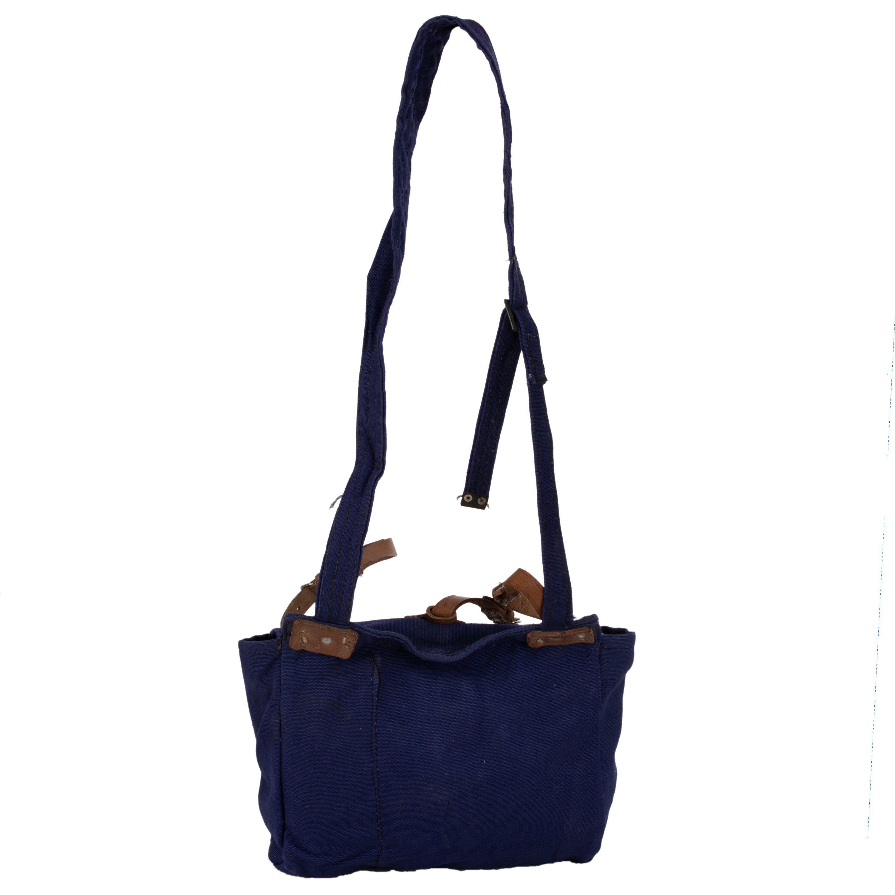 Romanian Navy Blue Shoulder Bag with Leather Straps L Swiss Link