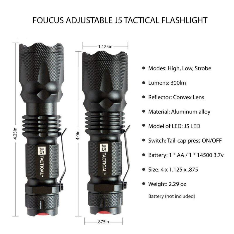 300 Lumen V1 PRO Flashlight | J5 Tactical, , large image number 2