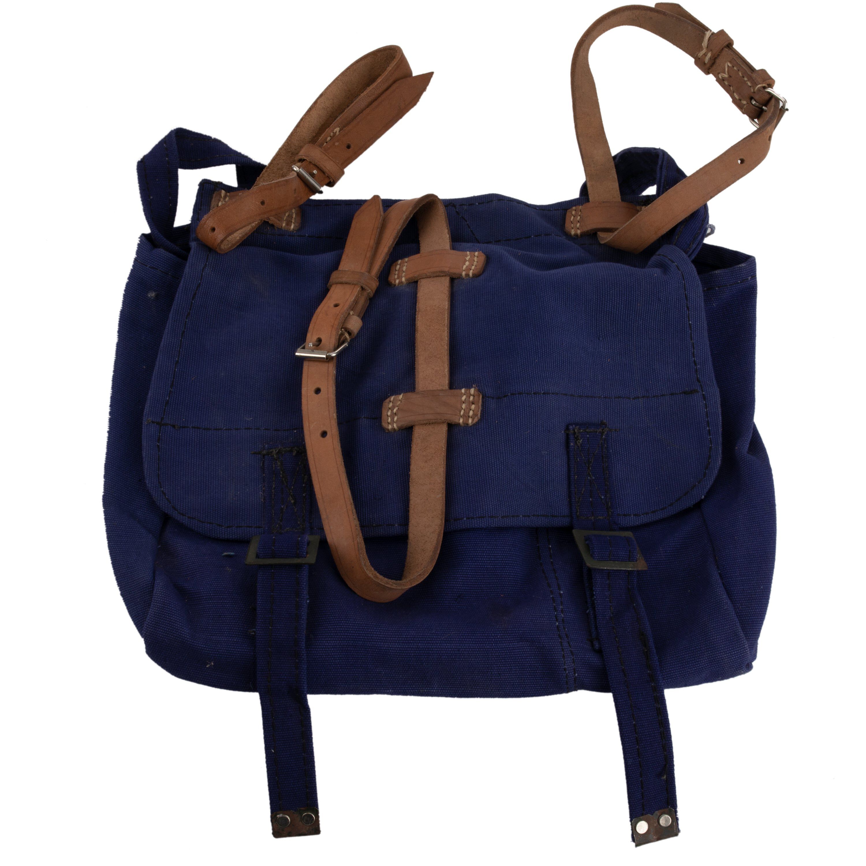 Romanian Navy Blue Shoulder Bag with Leather Straps L Swiss Link