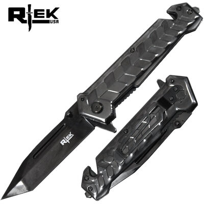 5" Rtek Black Heavy Metal Tactical Tanto Folding Knife